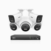 H800 - 4K 8 Kanal PoE Überwachungskamera-Set mit 2 Bullet Kameras & 3 Turm Kameras, Farbe & IR Nachtsicht, Personen- und Fahrzeugerkennung, Eingebautes Mikrofon, 96° Sichtfeld, Unterstützt RTSP